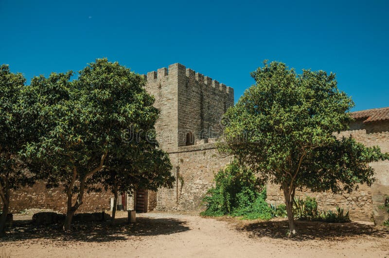 Walls and tower around central courtyard at the Castle of Elvas