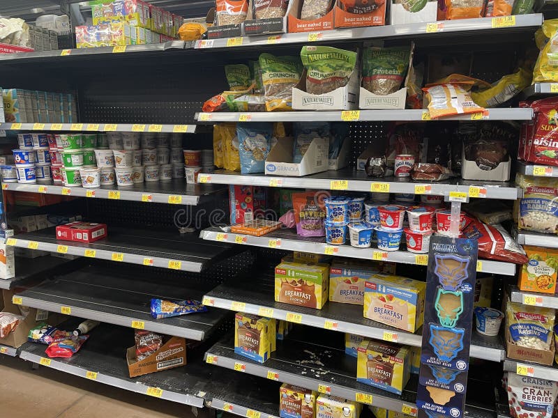 Walmart Grocery Store Interior Breakfast Section Empty Items Editorial