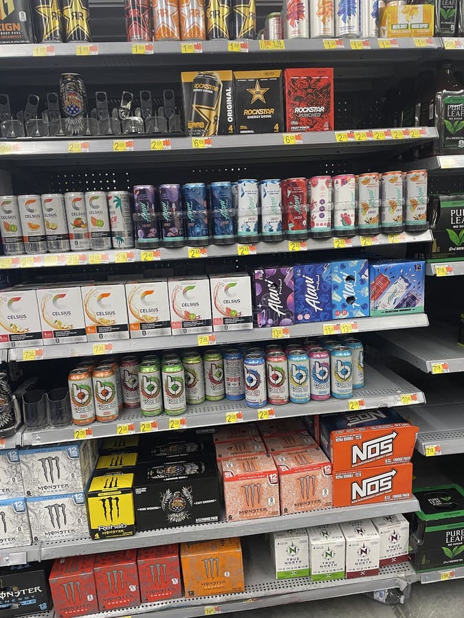 Walmart Grocery Store Interior Energy Drink Section Editorial Stock