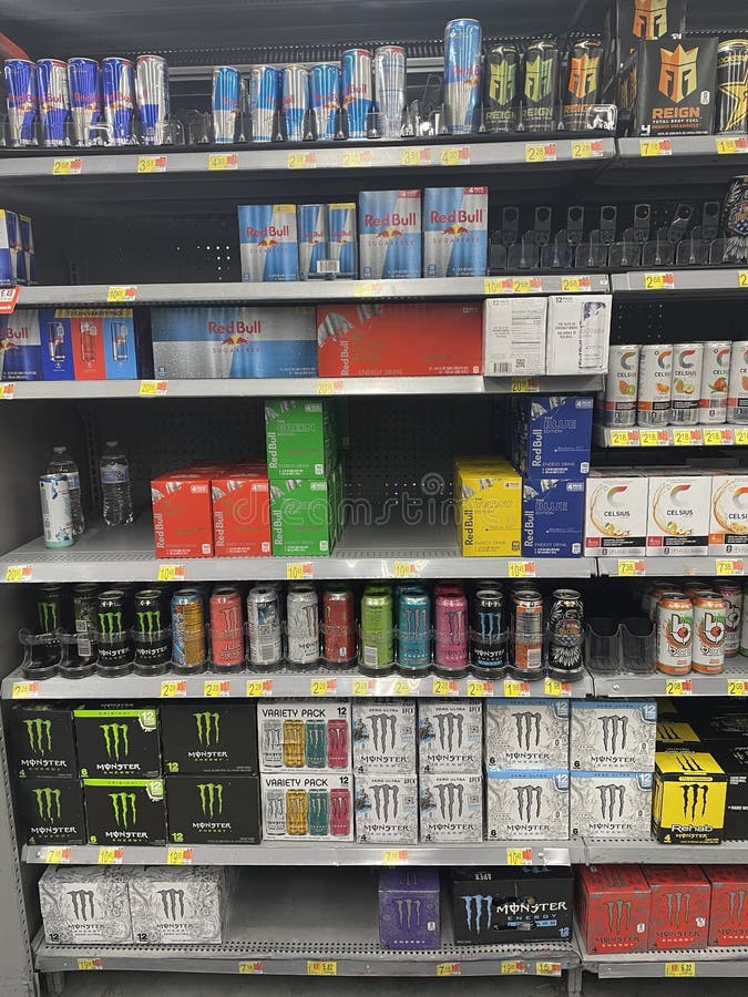 Walmart Grocery Store Interior Energy Drink Section and Prices