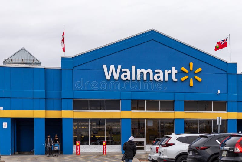 Walmart retail store entrance in Kanata, Ontario in Canada