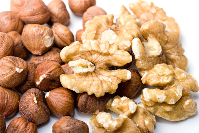 Walnuts and filberts hazelnut nutricious food clos