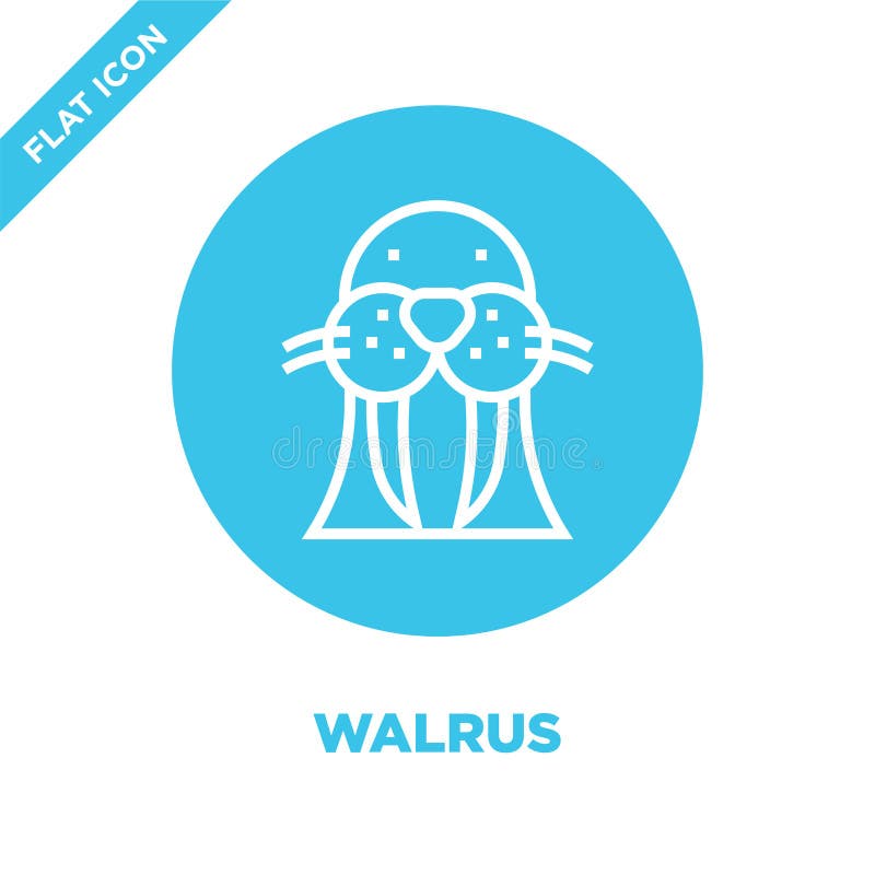 Walrus icon vector from animal head collection. Thin line walrus outline icon vector illustration. Linear symbol for use on web stock illustration