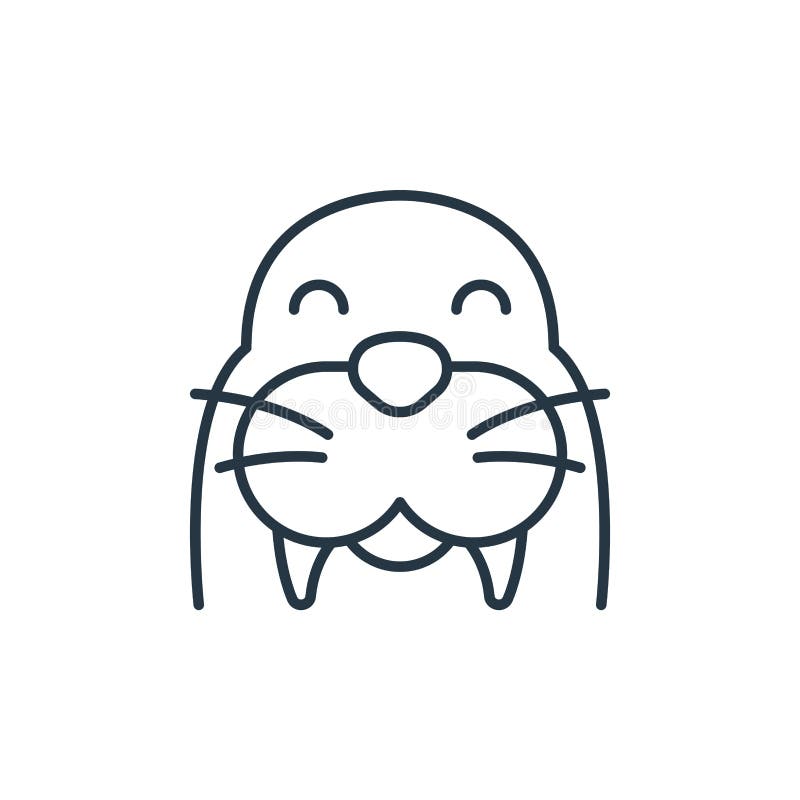 Walrus icon vector from animals concept. Thin line illustration of walrus editable stroke. walrus linear sign for use on web and royalty free illustration