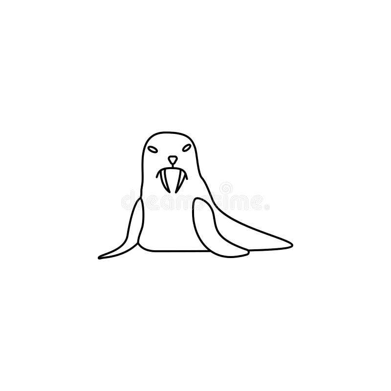 Walrus illustration. Element of sea animal for mobile concept and web apps. Thin line walrus illustration can be used for web and stock illustration