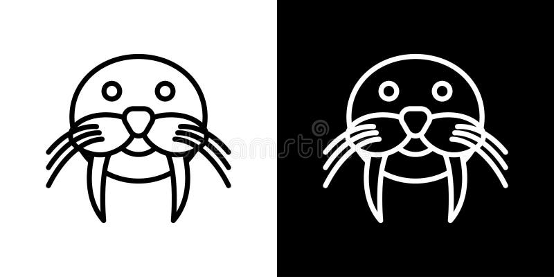 Walrus thin line vector icon set royalty free illustration