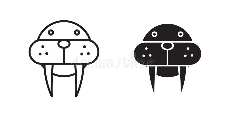 Walrus thin line vector icon set stock illustration