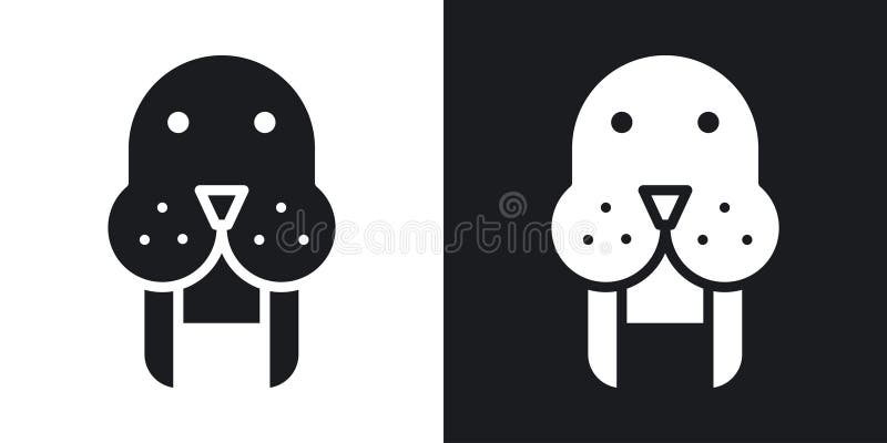 Walrus thin line vector icon set royalty free illustration