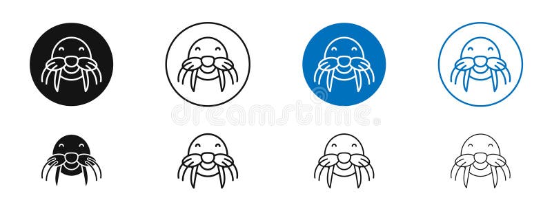 Walrus thin line vector icon set vector illustration