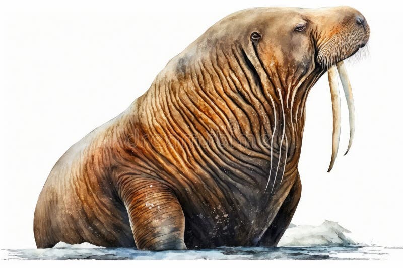 Walrus Watercolor, Close Up Predator Animals Wildlife. Ultra High ...