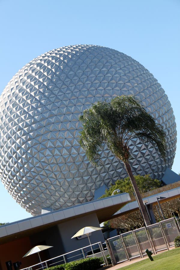 Walt Disney World EPCOT Globe Spaceship Earth with Palm Tree