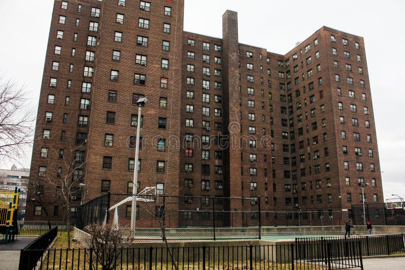 View of a basketball court and housing in the Walt Whitman projects in Brooklyn, NY. View of a basketball court and housing in the Walt Whitman projects in Brooklyn, NY.