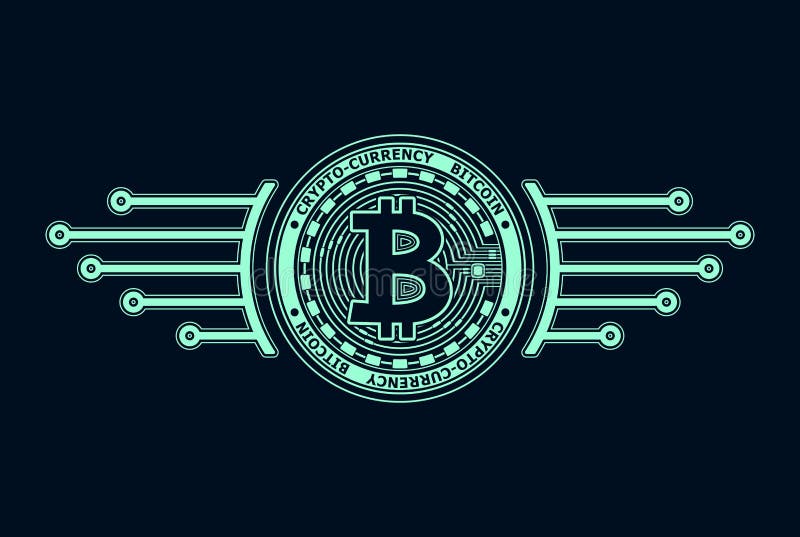Waluty bitcoin błękit na czerni ilustracja wektor