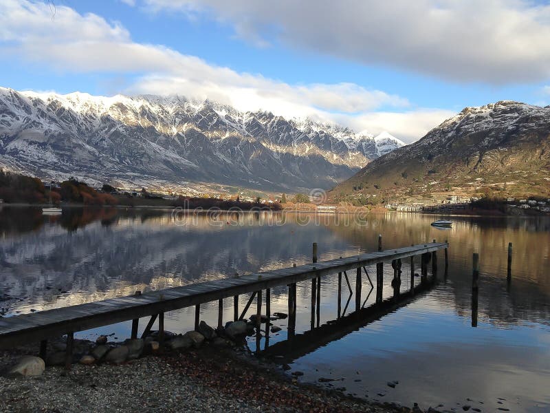 Wanaka Queenstown lake with pure clear water New Zealand with view on mountains