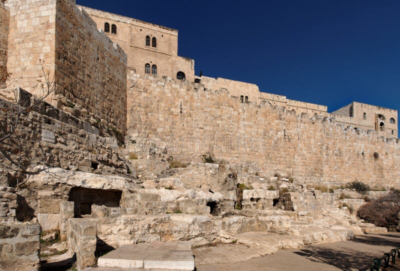 Wand der Jerusalem-alten Stadt nahe dem Mistgatter