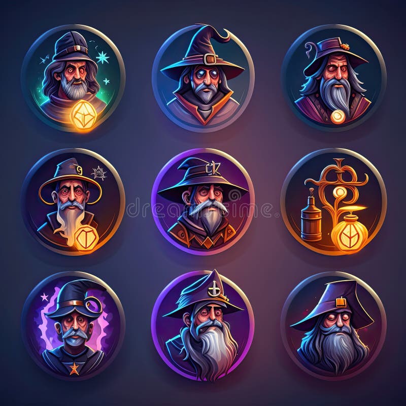 wand wizard magician avatar ai generated. sorcery beard, sorcerer witch, spell witchcraft wand wizard magician avatar illustration