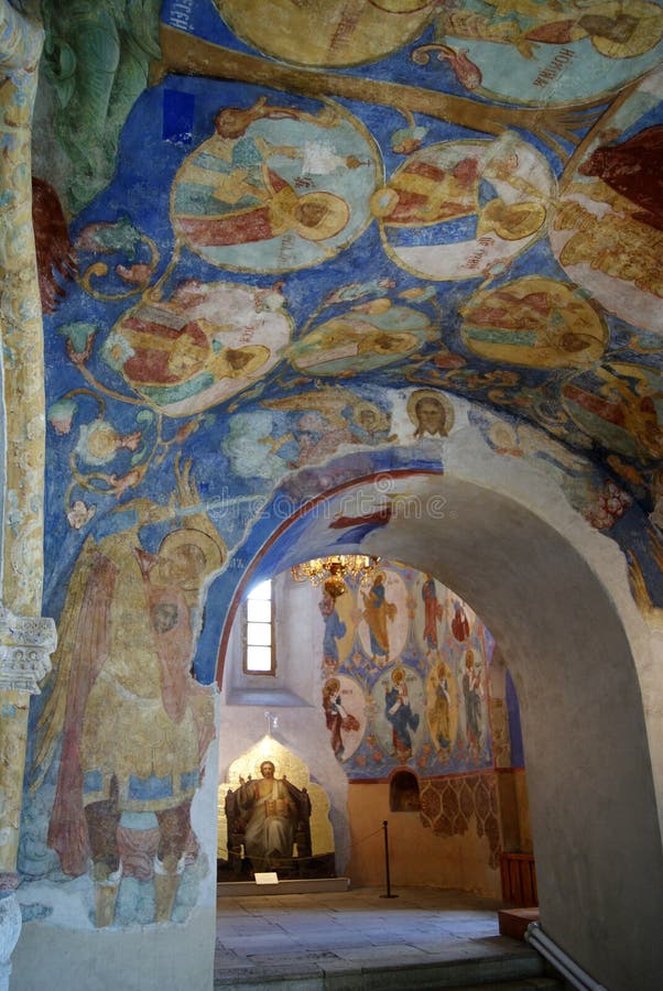 Wandbilder in der orthodoxen Kathedrale der Transfiguration in Suzdal stockbilder Wandbilder in der orthodoxen Kathedrale der Transfiguration in Suzdal stockbilder