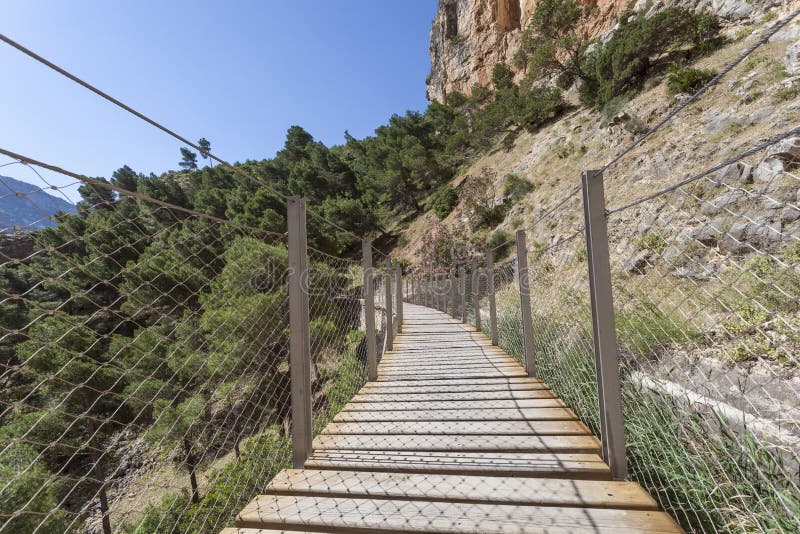 Wandelingssleep Gr Caminito del Rey De Provincie van Malaga, Spanje stock foto's Wandelingssleep Gr Caminito del Rey De Provincie van Malaga, Spanje stock foto's