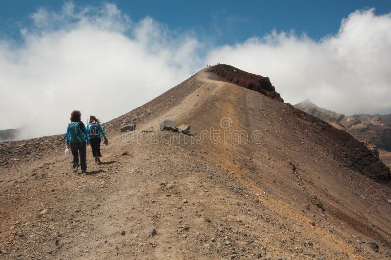 Wanderer an Tongariro-Überfahrt lizenzfreies stockbild Wanderer an Tongariro-Überfahrt lizenzfreies stockbild