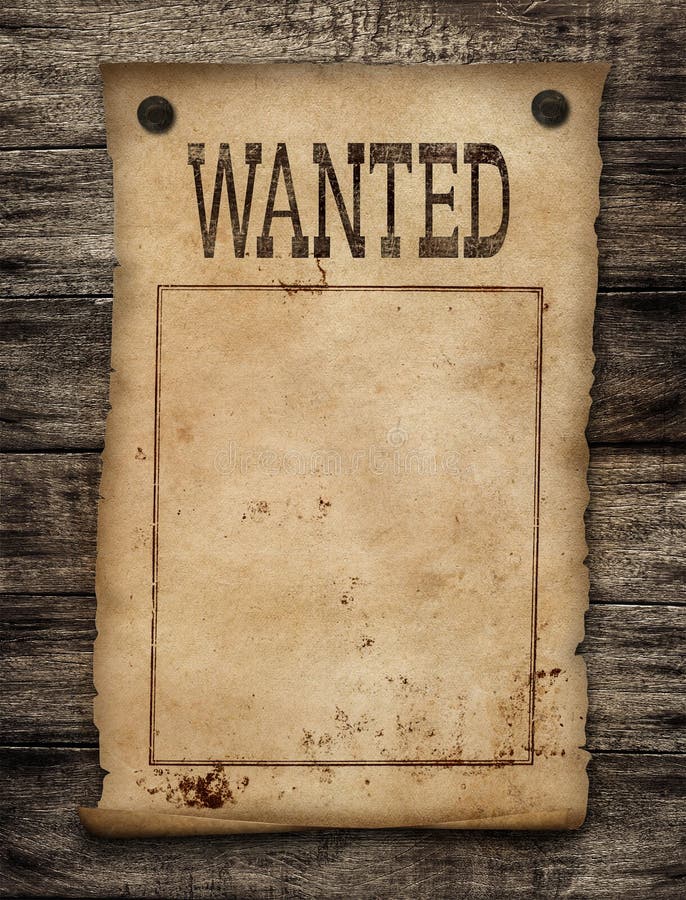 Wanted dead or live paper poster. stock images