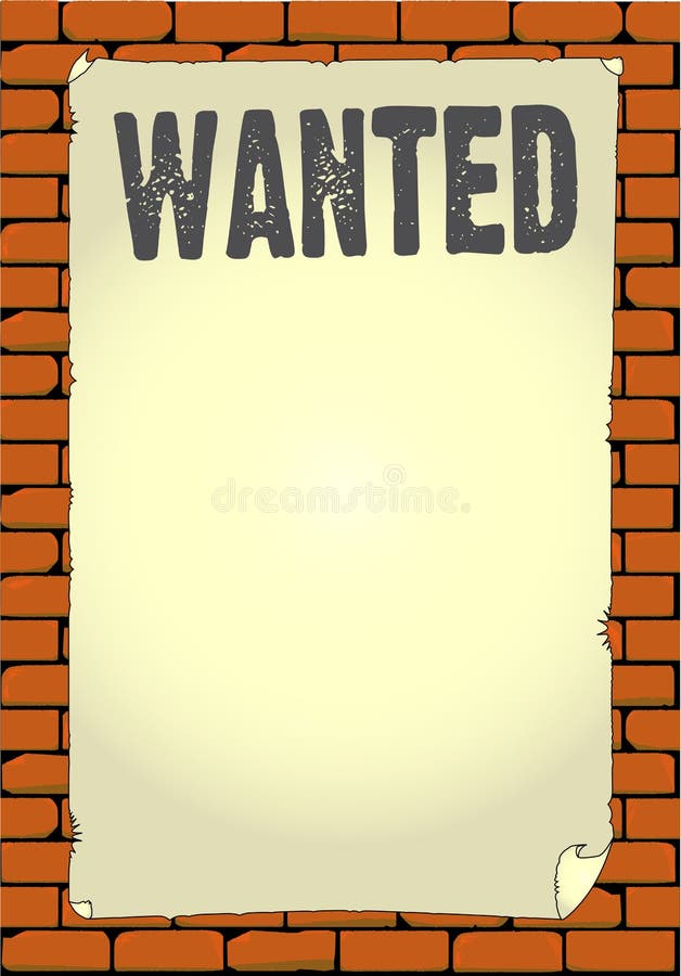 Brick Wall With A Poster «Wanted».vector Illustration Stock Vector ...