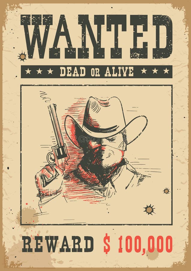 Western ad wanted dead or alive Royalty Free Vector Image