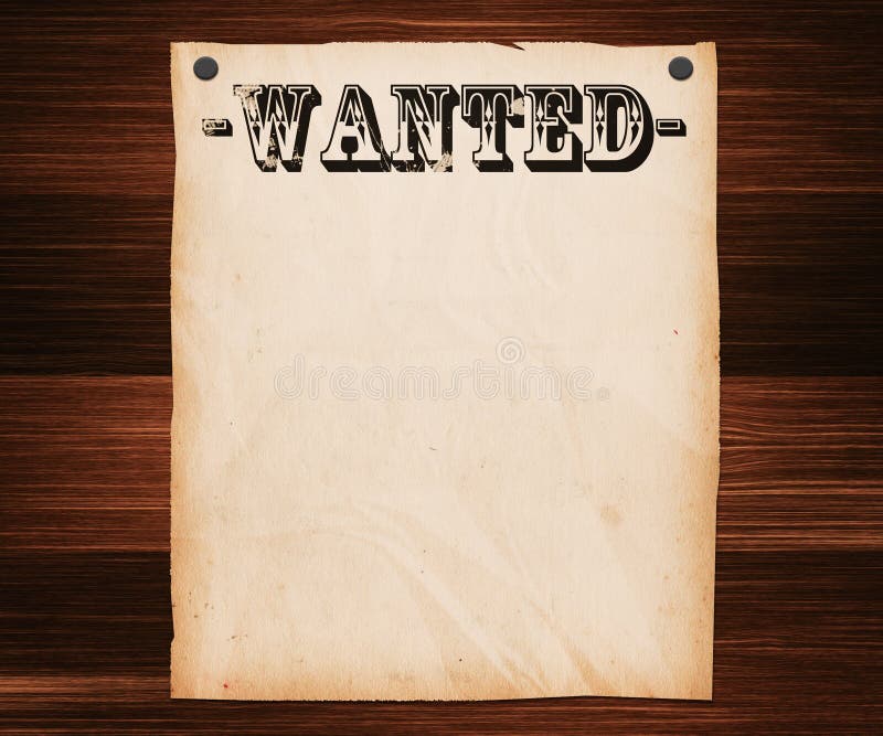 Wanted Poster on Wooden Wall stock photo