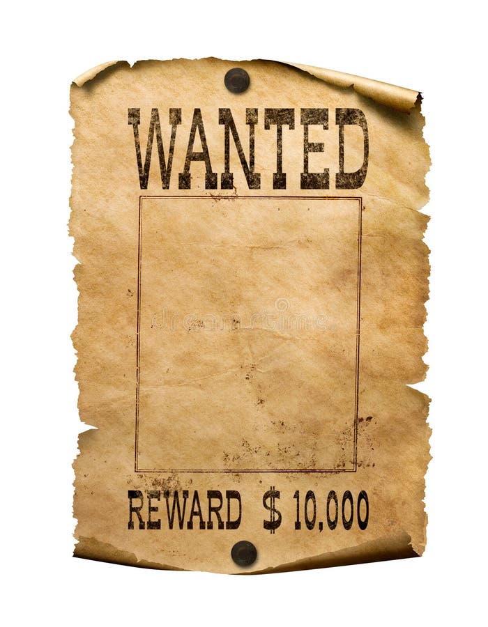 Wanted wild west poster on white background