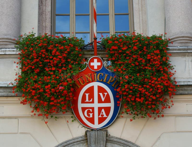Wapenmunt van Ticino Lugano, Zwitserland In het gebouw van het stadhuis royalty-vrije stock afbeeldingen Wapenmunt van Ticino Lugano, Zwitserland In het gebouw van het stadhuis royalty-vrije stock afbeeldingen