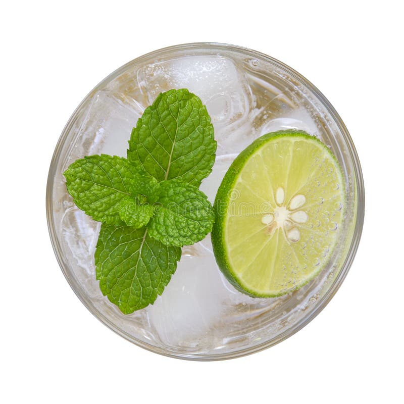Wapna mojito napoju sodowany koktajl z nowym odgórnym widokiem odizolowywającym na białym tle, ścieżka zdjęcia stock Wapna mojito napoju sodowany koktajl z nowym odgórnym widokiem odizolowywającym na białym tle, ścieżka zdjęcia stock