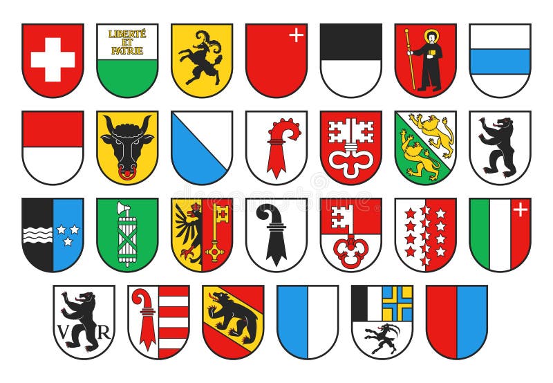 Wappen Aus Der Schweiz Und Der Schweizer Kantonen Vektor Abbildung