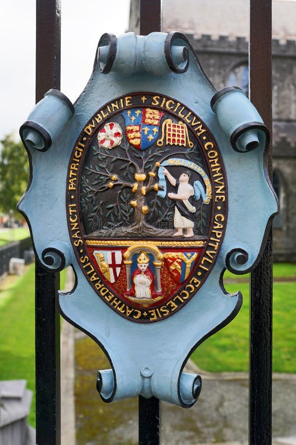 Coat of arms of St. Patrick`s Cathedral in Dublin stock photo Coat of arms of St. Patrick`s Cathedral in Dublin stock photo