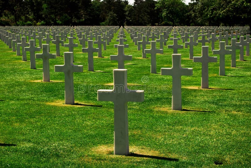 Vojnový cintorín v blízkosti Omaha Beach, Francúzsko.