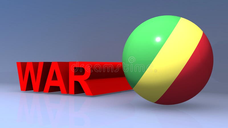 War with congo flag on blue stock illustration