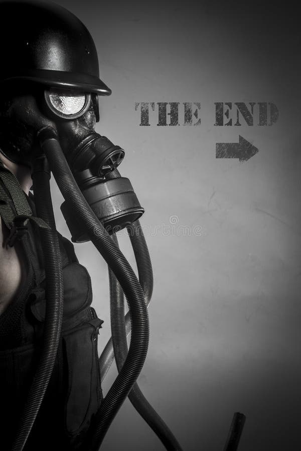 War, nuclear disaster, man with gas mask, protection