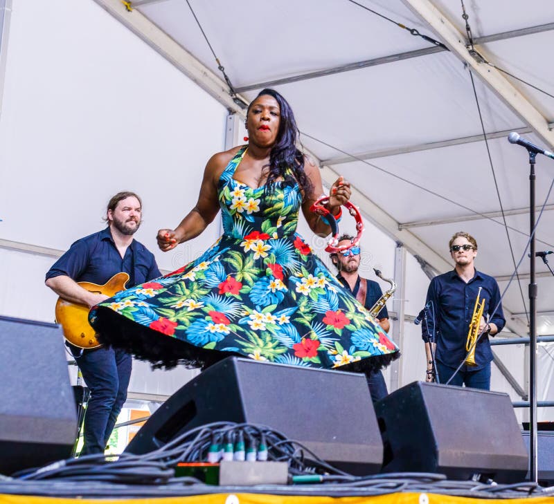 War and Treaty Band Performs at the New Orleans Jazz and Heritage Festival royalty free stock image