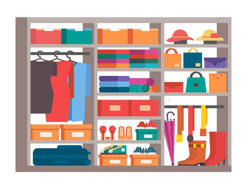 Wardrobe, Clothes Storage, Closet. Vector Illustration Stock Vector ...
