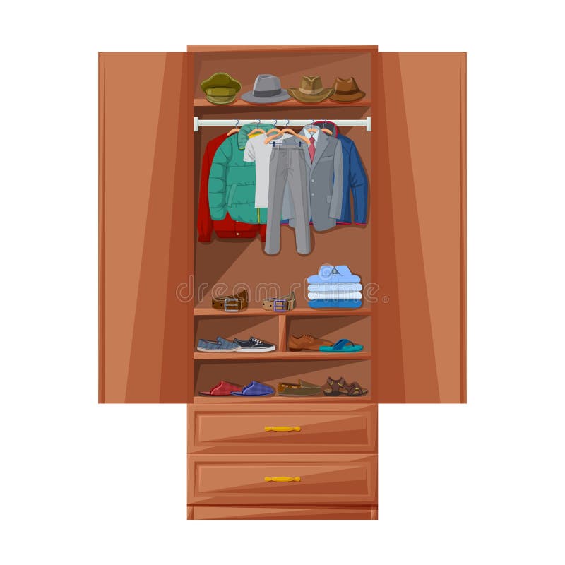 Wardrobe Isolated Illustration Stock Vector - Illustration of drawer ...