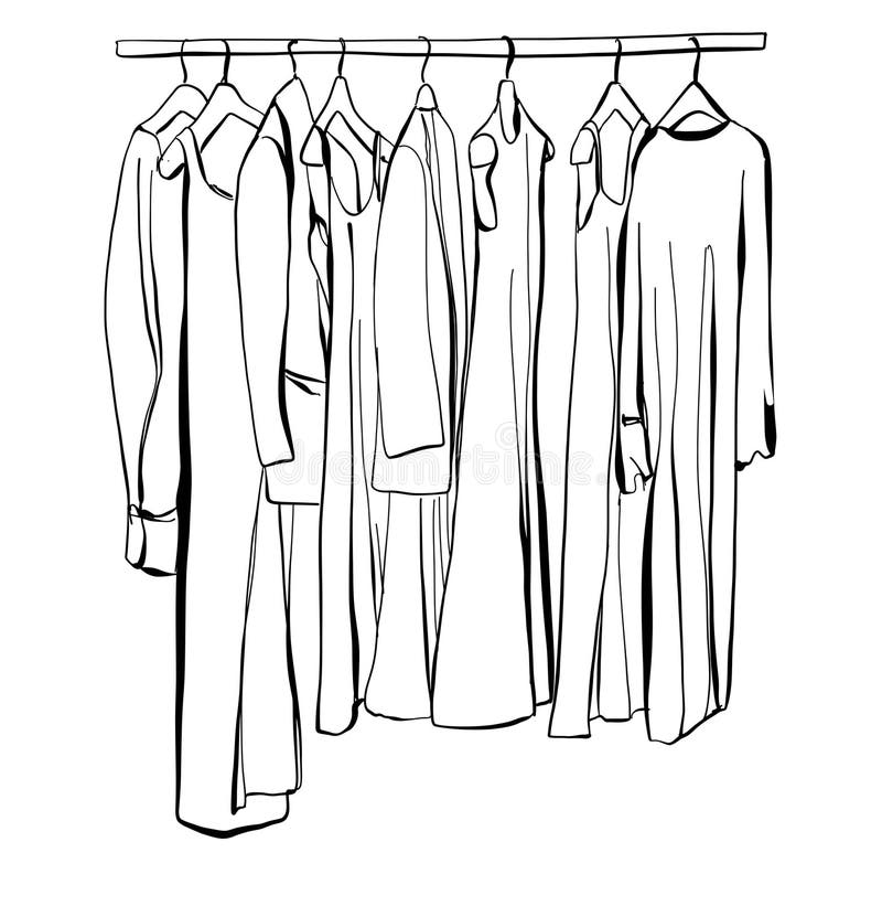 https://thumbs.dreamstime.com/b/wardrobe-sketch-clothes-hangers-hand-drawn-289358269.jpg
