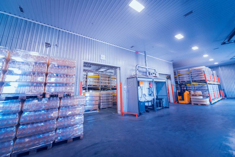 Warehouse at the Beverages Factory. Industrial Background Stock Photo Image of modern, machine