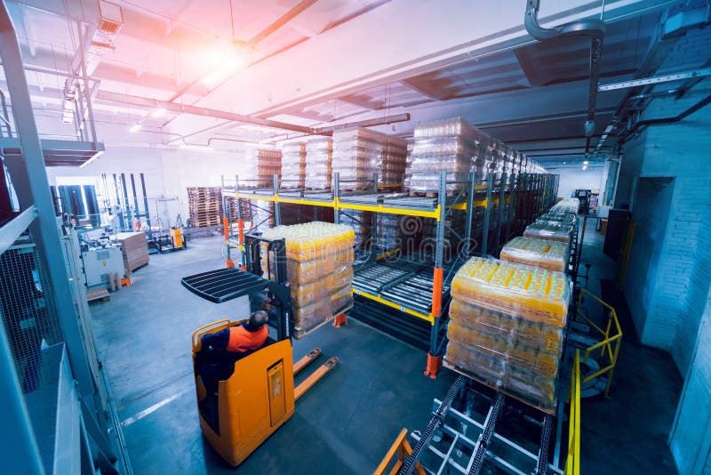 Warehouse at the Beverages Factory. Industrial Background Stock Photo Image of modern, machine