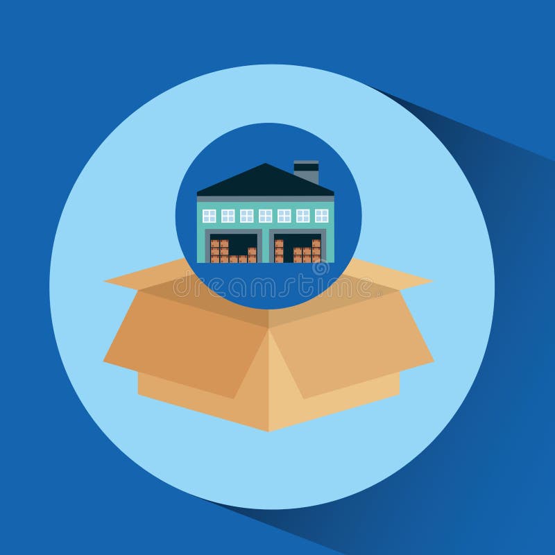 Warehouse Building Cardboard Box Stock Vector Illustration of icon