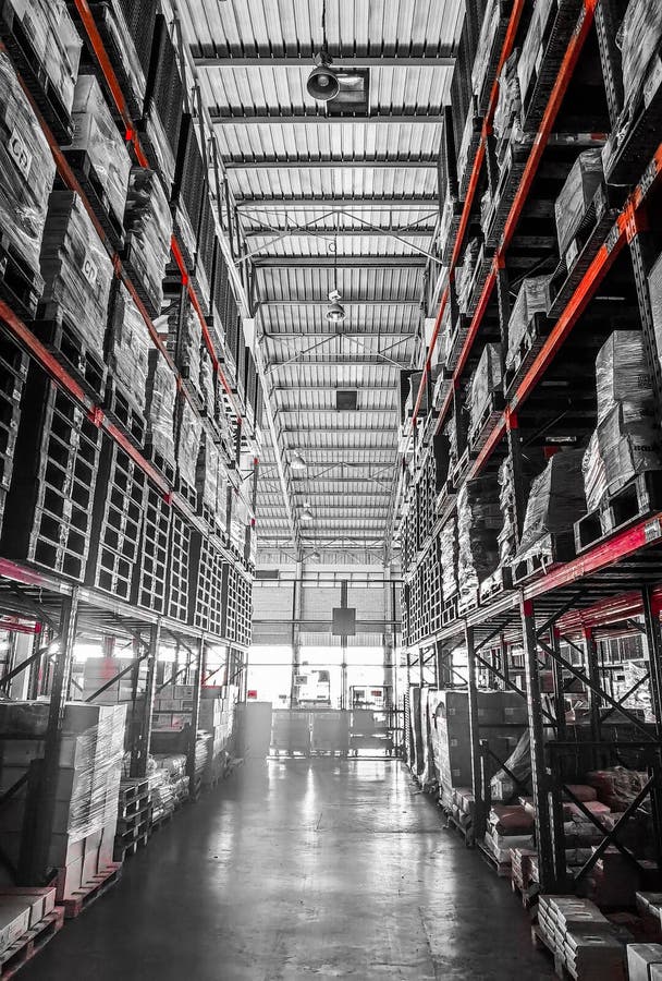 Warehouse Cargo Building Store, Warehouse Interior with Shelves