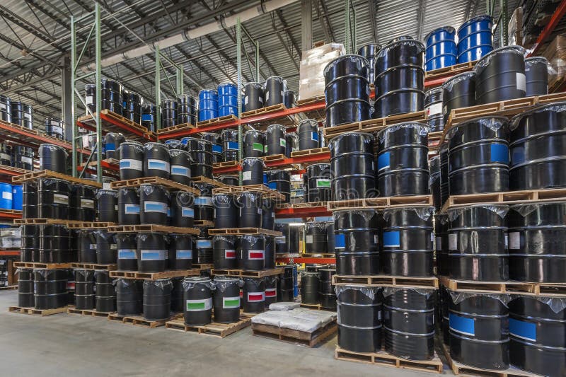 Warehouse chemical storage stock image. Image of urban 38541717