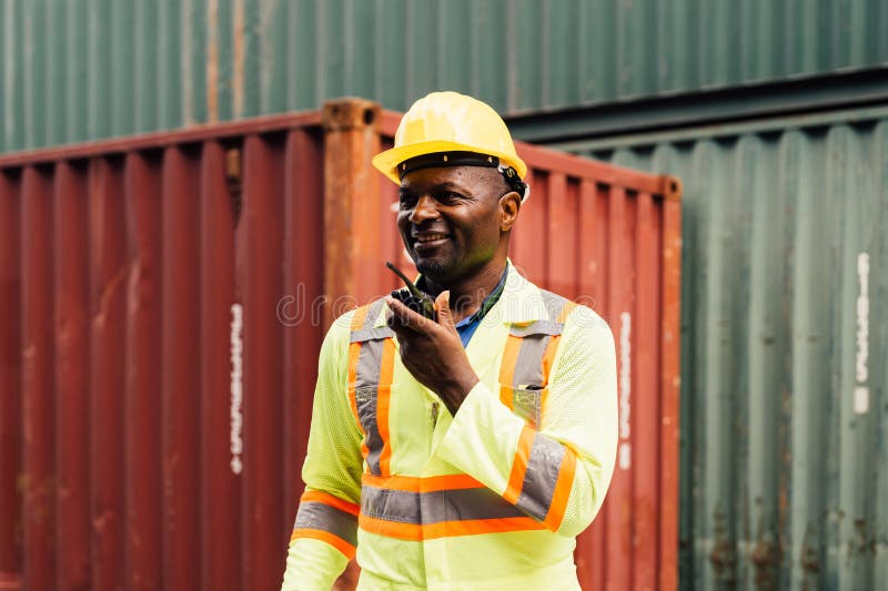 Warehouse Engineer Worker Working at Industrial Container Yard Stock Image Image of export