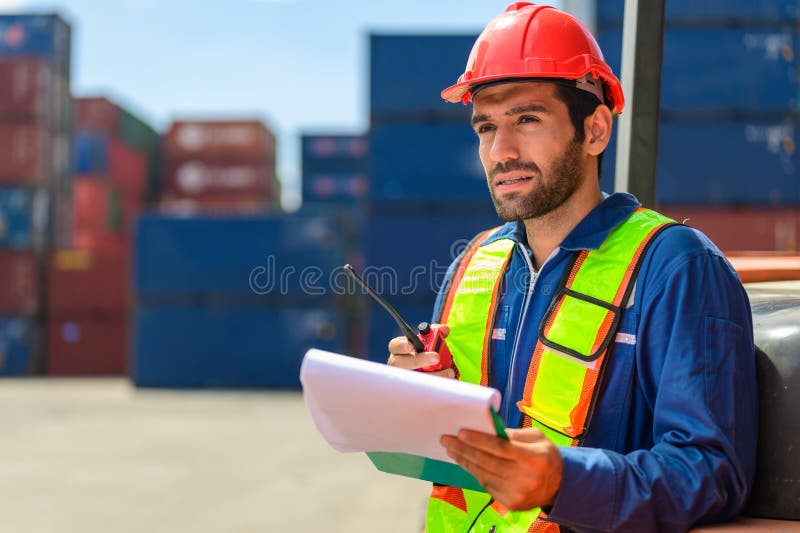Warehouse Engineer Working at Container Yard Stock Photo Image of industry, commercial 271049568