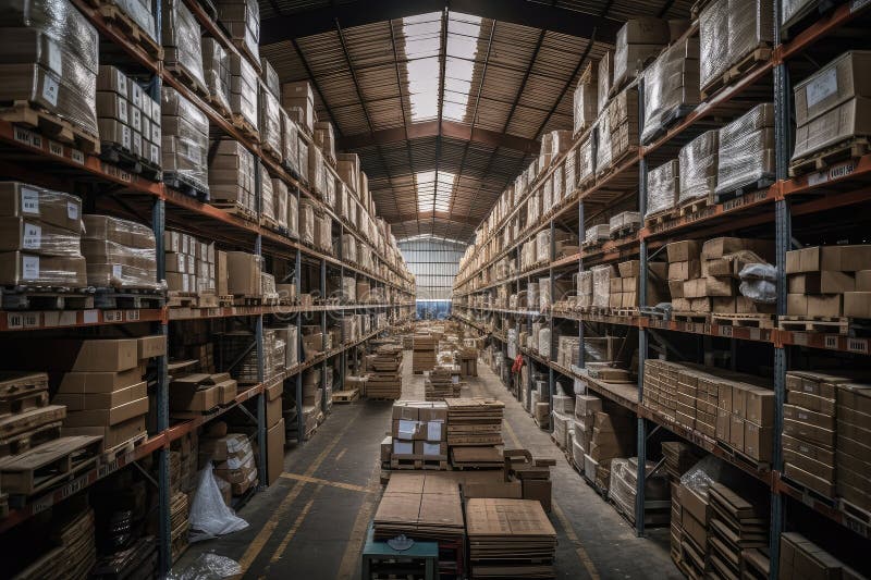 Warehouse, with Neat and Tidy Rows of Merchandise, Ready for Shipment