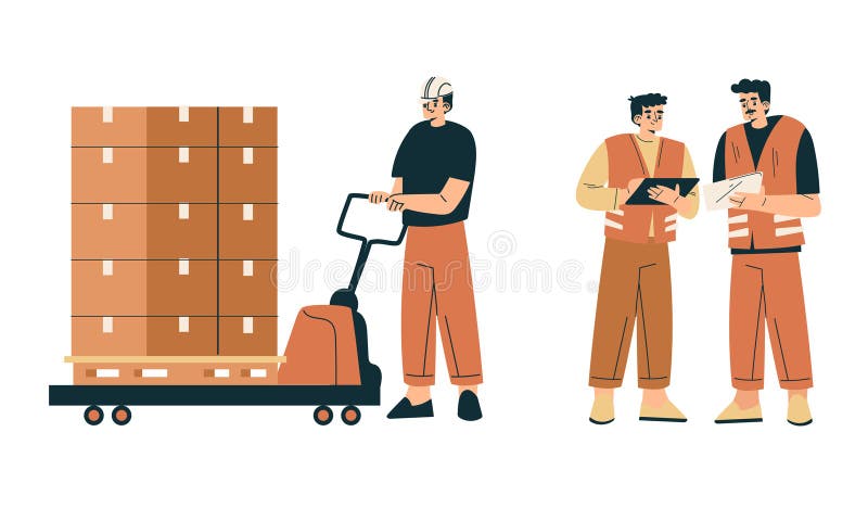 Warehouse Operations Efficient Stocking and Comprehensive Inventory Management Practices vector illustration