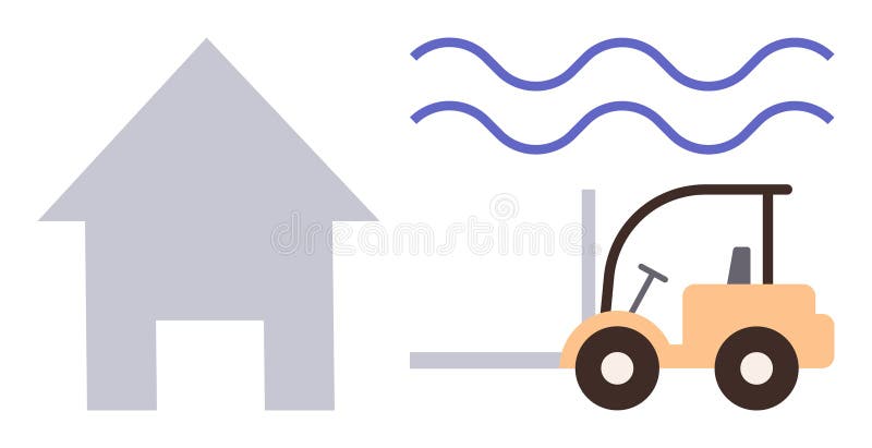 Warehouse Operations and Logistic Concept with Forklift and Storage Facility Elements stock illustration