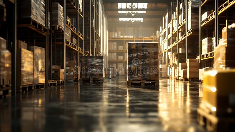 Warehouse Operations with Pallet Stacking, Sorting, and Delivery Services for Commercial and Retail Needs vector illustration